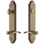 Grandeur Arc Solid Brass Tall Plate Single Cylinder Keyed Entry Set with Bellagio Lever and 2-3/4" Backset Vintage Brass