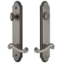 Grandeur Arc Solid Brass Tall Plate Single Cylinder Keyed Entry Set with Newport Lever and 2-3/8" Backset Antique Pewter