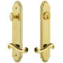 Grandeur Arc Solid Brass Tall Plate Single Cylinder Keyed Entry Set with Newport Lever and 2-3/8" Backset Lifetime Brass
