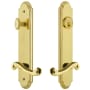 Grandeur Arc Solid Brass Tall Plate Single Cylinder Keyed Entry Set with Newport Lever and 2-3/8" Backset Lifetime Brass