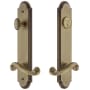 Grandeur Arc Solid Brass Tall Plate Single Cylinder Keyed Entry Set with Newport Lever and 2-3/8" Backset Vintage Brass