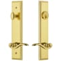Grandeur Carre Solid Brass Tall Plate Single Cylinder Keyed Entry Set with Bellagio Lever and 2-3/8" Backset Lifetime Brass