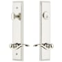 Grandeur Carre Solid Brass Tall Plate Single Cylinder Keyed Entry Set with Bellagio Lever and 2-3/8" Backset Polished Nickel