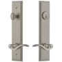 Grandeur Carre Solid Brass Tall Plate Single Cylinder Keyed Entry Set with Bellagio Lever and 2-3/8" Backset Satin Nickel