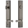 Grandeur Carre Solid Brass Tall Plate Single Cylinder Keyed Entry Set with Georgetown Lever and 2-3/4" Backset Antique Pewter