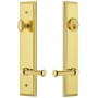 Grandeur Carre Solid Brass Tall Plate Single Cylinder Keyed Entry Set with Georgetown Lever and 2-3/4" Backset Lifetime Brass