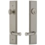 Grandeur Carre Solid Brass Tall Plate Single Cylinder Keyed Entry Set with Georgetown Lever and 2-3/4" Backset Satin Nickel