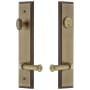 Grandeur Carre Solid Brass Tall Plate Single Cylinder Keyed Entry Set with Georgetown Lever and 2-3/4" Backset Vintage Brass