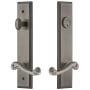 Grandeur Carre Solid Brass Tall Plate Single Cylinder Keyed Entry Set with Newport Lever and 2-3/8" Backset Antique Pewter