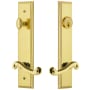 Grandeur Carre Solid Brass Tall Plate Single Cylinder Keyed Entry Set with Newport Lever and 2-3/8" Backset Lifetime Brass