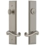 Grandeur Carre Solid Brass Tall Plate Single Cylinder Keyed Entry Set with Newport Lever and 2-3/8" Backset Satin Nickel