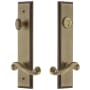 Grandeur Carre Solid Brass Tall Plate Single Cylinder Keyed Entry Set with Newport Lever and 2-3/8" Backset Vintage Brass