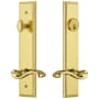 Grandeur Carre Solid Brass Tall Plate Single Cylinder Keyed Entry Set with Portofino Lever and 2-3/8" Backset Lifetime Brass