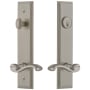 Grandeur Carre Solid Brass Tall Plate Single Cylinder Keyed Entry Set with Portofino Lever and 2-3/8" Backset Satin Nickel