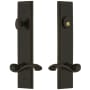 Grandeur Carre Solid Brass Tall Plate Single Cylinder Keyed Entry Set with Portofino Lever and 2-3/8" Backset Timeless Bronze