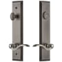 Grandeur Fifth Avenue Solid Brass Tall Plate Single Cylinder Keyed Entry Set with Bellagio Lever and 2-3/4" Backset Antique Pewter