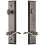 Grandeur Fifth Avenue Solid Brass Tall Plate Single Cylinder Keyed Entry Set with Bellagio Lever and 2-3/4" Backset Antique Pewter