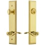 Grandeur Fifth Avenue Solid Brass Tall Plate Single Cylinder Keyed Entry Set with Bellagio Lever and 2-3/4" Backset Lifetime Brass