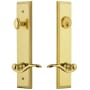 Grandeur Fifth Avenue Solid Brass Tall Plate Single Cylinder Keyed Entry Set with Bellagio Lever and 2-3/4" Backset Lifetime Brass