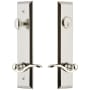 Grandeur Fifth Avenue Solid Brass Tall Plate Single Cylinder Keyed Entry Set with Bellagio Lever and 2-3/4" Backset Polished Nickel