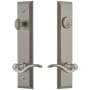 Grandeur Fifth Avenue Solid Brass Tall Plate Single Cylinder Keyed Entry Set with Bellagio Lever and 2-3/4" Backset Satin Nickel
