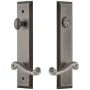Grandeur Fifth Avenue Solid Brass Tall Plate Single Cylinder Keyed Entry Set with Newport Lever and 2-3/8" Backset Antique Pewter