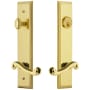 Grandeur Fifth Avenue Solid Brass Tall Plate Single Cylinder Keyed Entry Set with Newport Lever and 2-3/8" Backset Lifetime Brass