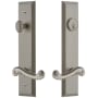 Grandeur Fifth Avenue Solid Brass Tall Plate Single Cylinder Keyed Entry Set with Newport Lever and 2-3/8" Backset Satin Nickel