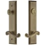 Grandeur Fifth Avenue Solid Brass Tall Plate Single Cylinder Keyed Entry Set with Newport Lever and 2-3/8" Backset Vintage Brass