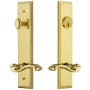Grandeur Fifth Avenue Solid Brass Tall Plate Single Cylinder Keyed Entry Set with Portofino Lever and 2-3/4" Backset Lifetime Brass