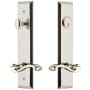 Grandeur Fifth Avenue Solid Brass Tall Plate Single Cylinder Keyed Entry Set with Portofino Lever and 2-3/4" Backset Polished Nickel