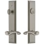 Grandeur Fifth Avenue Solid Brass Tall Plate Single Cylinder Keyed Entry Set with Portofino Lever and 2-3/4" Backset Satin Nickel