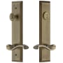 Grandeur Fifth Avenue Solid Brass Tall Plate Single Cylinder Keyed Entry Set with Portofino Lever and 2-3/4" Backset Vintage Brass