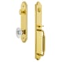 Grandeur Arc Solid Brass Rose Keyed Entry Single Cylinder Full Plate "C" Grip Handleset with Biarritz Crystal Knob and 2-3/4" Backset Lifetime Brass