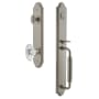 Grandeur Arc Solid Brass Rose Keyed Entry Single Cylinder Full Plate "C" Grip Handleset with Biarritz Crystal Knob and 2-3/4" Backset Satin Nickel