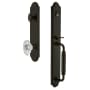Grandeur Arc Solid Brass Rose Keyed Entry Single Cylinder Full Plate "C" Grip Handleset with Biarritz Crystal Knob and 2-3/4" Backset Timeless Bronze
