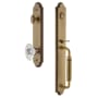 Grandeur Arc Solid Brass Rose Keyed Entry Single Cylinder Full Plate "C" Grip Handleset with Biarritz Crystal Knob and 2-3/4" Backset Vintage Brass