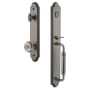 Grandeur Arc Solid Brass Rose Keyed Entry Single Cylinder Full Plate "C" Grip Handleset with Bouton Knob and 2-3/8" Backset Antique Pewter