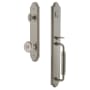 Grandeur Arc Solid Brass Rose Keyed Entry Single Cylinder Full Plate "C" Grip Handleset with Bouton Knob and 2-3/8" Backset Satin Nickel