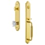 Grandeur Arc Solid Brass Rose Keyed Entry Single Cylinder Full Plate "C" Grip Handleset with Chambord Crystal Knob and 2-3/4" Backset Lifetime Brass