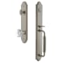 Grandeur Arc Solid Brass Rose Keyed Entry Single Cylinder Full Plate "C" Grip Handleset with Chambord Crystal Knob and 2-3/4" Backset Satin Nickel