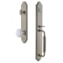 Grandeur Arc Solid Brass Rose Keyed Entry Single Cylinder Full Plate "C" Grip Handleset with Hyde Park Knob and 2-3/8" Backset Satin Nickel