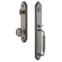 Grandeur Arc Solid Brass Rose Keyed Entry Single Cylinder Full Plate "C" Grip Handleset with Soleil Knob and 2-3/8" Backset Antique Pewter