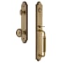 Grandeur Arc Solid Brass Rose Keyed Entry Single Cylinder Full Plate "C" Grip Handleset with Soleil Knob and 2-3/8" Backset Vintage Brass
