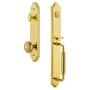 Grandeur Arc Solid Brass Rose Keyed Entry Single Cylinder Full Plate "C" Grip Handleset with Windsor Knob and 2-3/4" Backset Lifetime Brass