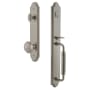 Grandeur Arc Solid Brass Rose Keyed Entry Single Cylinder Full Plate "C" Grip Handleset with Windsor Knob and 2-3/4" Backset Satin Nickel