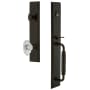 Grandeur Carre Solid Brass Rose Keyed Entry Single Cylinder Full Plate "C" Grip Handleset with Biarritz Crystal Knob and 2-3/4" Backset Timeless Bronze