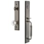 Grandeur Carre Solid Brass Rose Keyed Entry Single Cylinder Full Plate "C" Grip Handleset with Bordeaux Crystal Knob and 2-3/4" Backset Antique Pewter