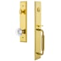 Grandeur Carre Solid Brass Rose Keyed Entry Single Cylinder Full Plate "C" Grip Handleset with Bordeaux Crystal Knob and 2-3/4" Backset Lifetime Brass