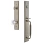 Grandeur Carre Solid Brass Rose Keyed Entry Single Cylinder Full Plate "C" Grip Handleset with Bordeaux Crystal Knob and 2-3/4" Backset Satin Nickel